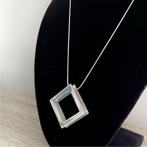 Geometric .925 Sterling Silver necklace, slide pendant and earring set
